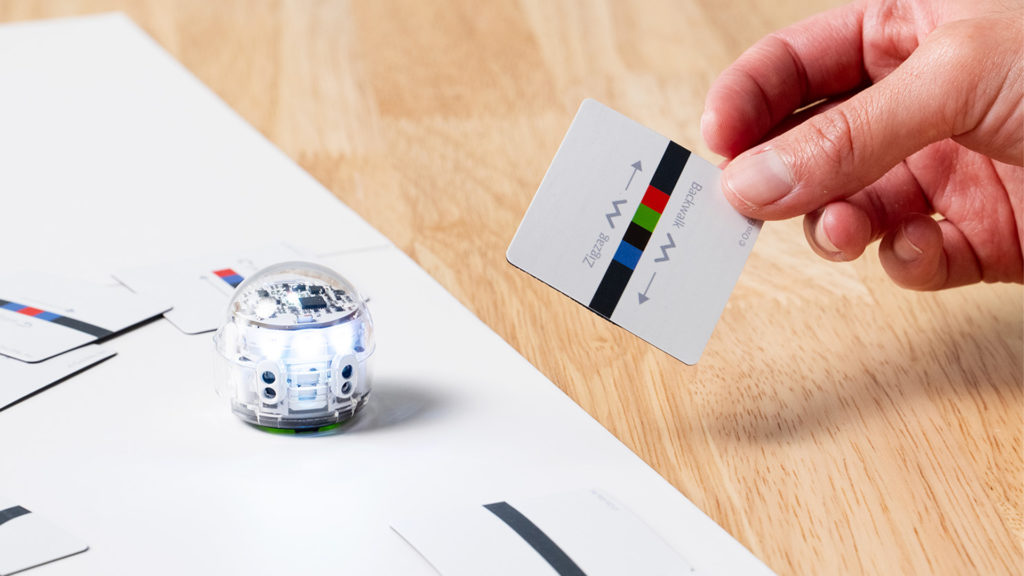 Coding at home screen-free with Evo coding robot and magnet tiles by Ozobot