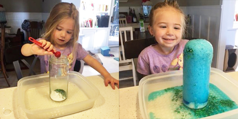 DIY science experiments for at-home learning: Glitter volcano explosion