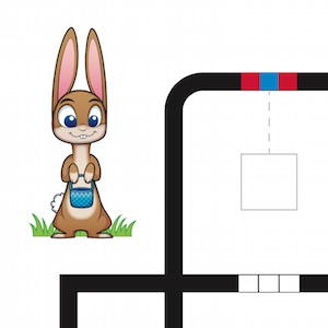 April Lesson Spotlight 2023: a picture of part of a maze from Easter Egg Activity by Ozobot