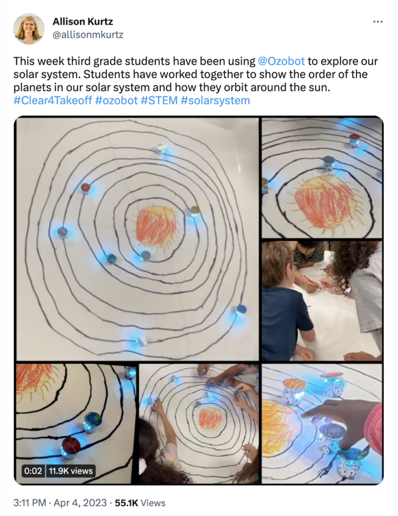 April OzoThing 2023: a collage of pictures showing the solar system hand drawn on paper and Evo
