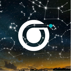 A picture of the Ozobot logo on the night sky. Students learn about the constellations and recreate a constellation in this STEAM lesson